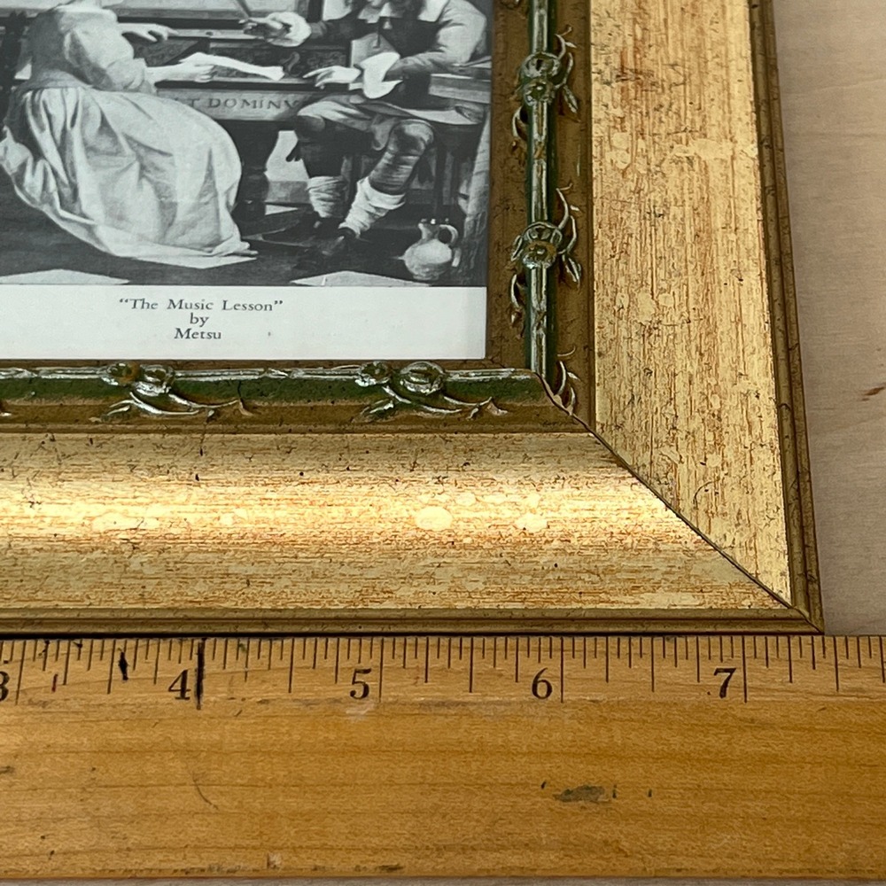 Vintage 5x7 Gold Rose Thorn Picture Frame, Green Floral Trim, 1990s Reproduction - Picture 12 of 13
